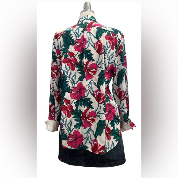 Tommy Bahama 100% silk Floral Button Down Shirt - Pink and Green - Picture 5 of 8